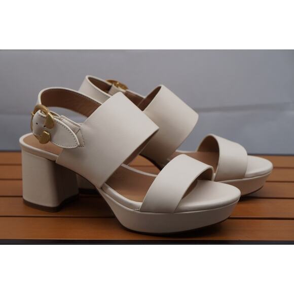 Aerosoles Women's US 7M Camera Platform Sandal Eggshell Leather - Picture 2 of 13